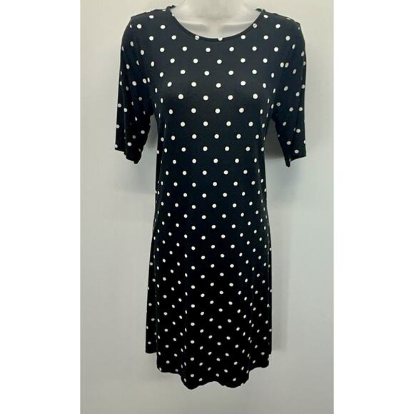 St Johns Bay T Shirt Black And White Polka A Dot Dress/Small. - Picture 1 of 7